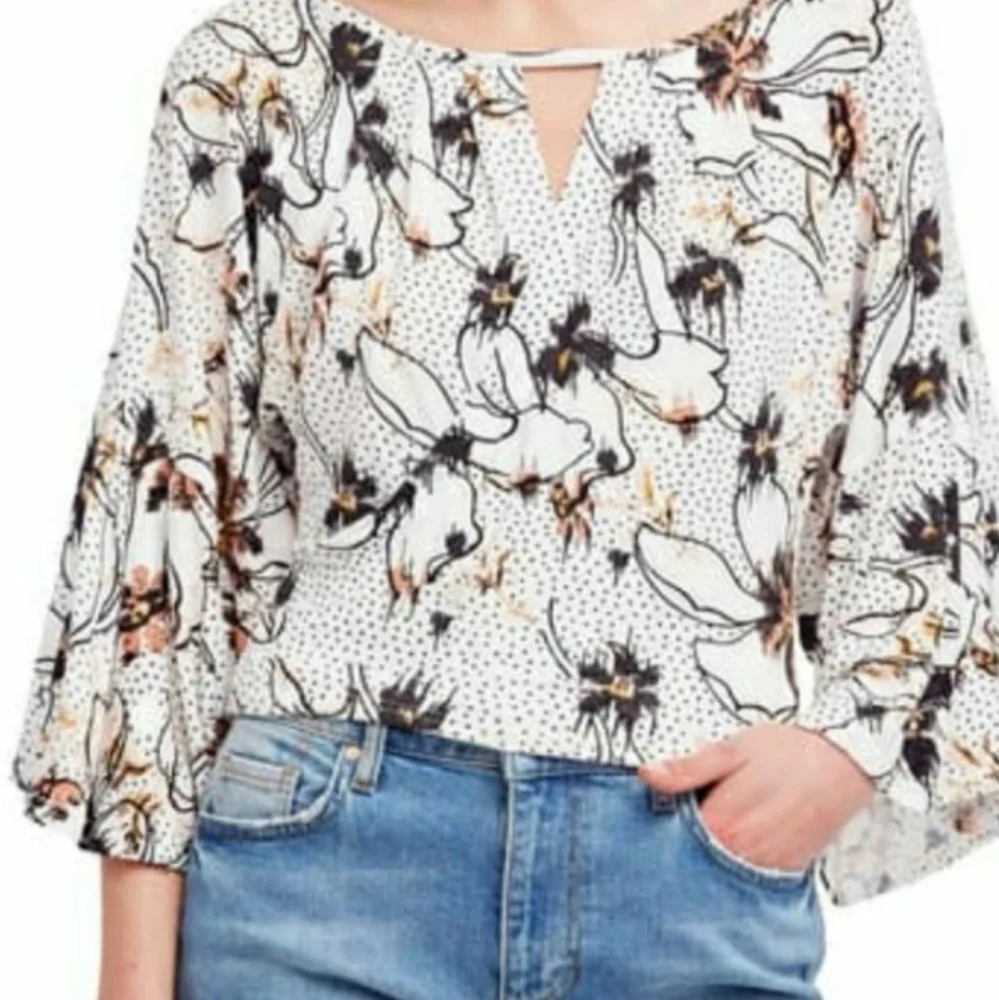 FREE PEOPLE Last Time Floral Printed Drape Blouse NWT sz M
